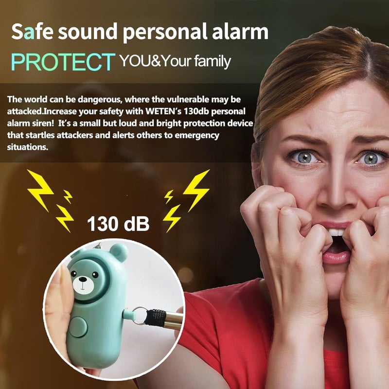 SRTKBEU Personal Alarm Keychain 130dB 2 Pack, Multi-Function with LED Light, Safety Loud Self Defense for Women Girl Kids Elderly, Portable Security Cute Safe Sound Siren (Green+Pink) - Image 2
